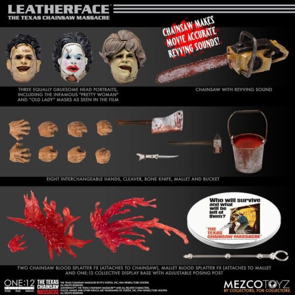 MEZCO ONE:12 COLLECTIVE THE TEXAS CHAINSAW MASSACRE 1974 LEATHERFACE 6" ACTION FIGURE 1/12 SCALE HORROR