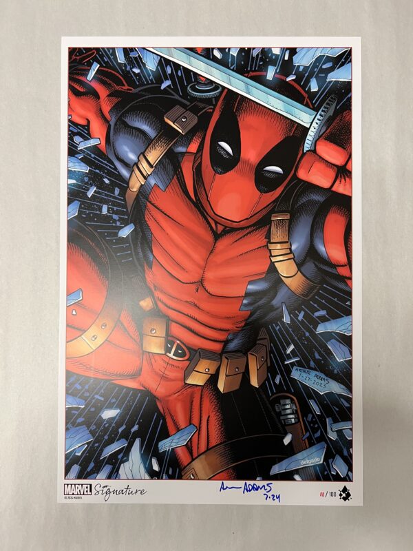 SDCC 2024 EXCLUSIVE ARTHUR ADAMS SIGNED DEADPOOL ART PRINT LE #11/100 - Image 2