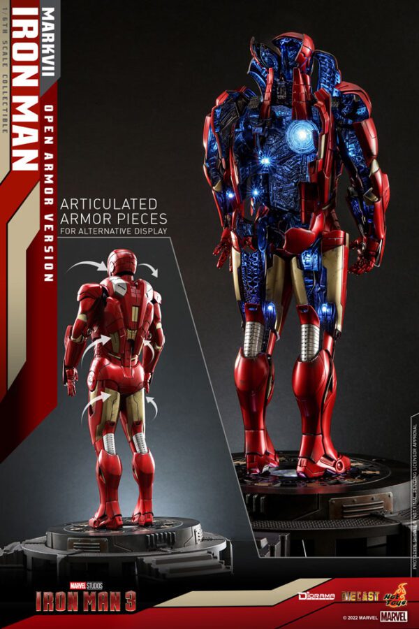 MARVEL HOT TOYS 12" AVENGERS IRON MAN MARK VII OPEN ARMOR VERSION 1/6 LED DIORAMA DS004D51 - Image 13