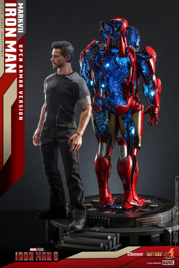 MARVEL HOT TOYS 12" AVENGERS IRON MAN MARK VII OPEN ARMOR VERSION 1/6 LED DIORAMA DS004D51 - Image 12