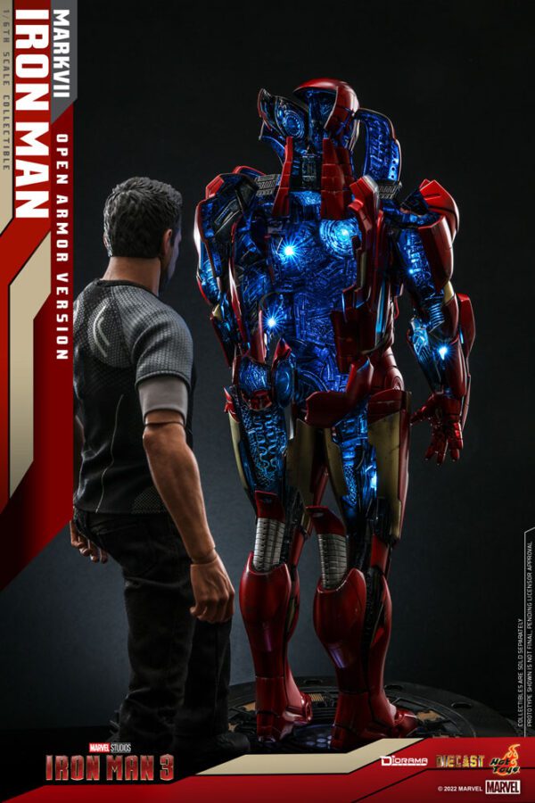 MARVEL HOT TOYS 12" AVENGERS IRON MAN MARK VII OPEN ARMOR VERSION 1/6 LED DIORAMA DS004D51 - Image 11