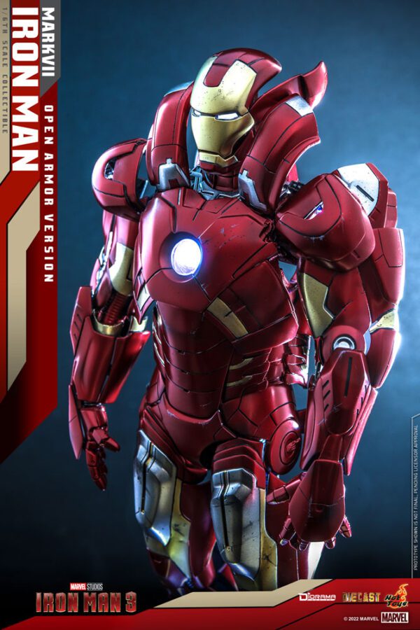 MARVEL HOT TOYS 12" AVENGERS IRON MAN MARK VII OPEN ARMOR VERSION 1/6 LED DIORAMA DS004D51 - Image 7