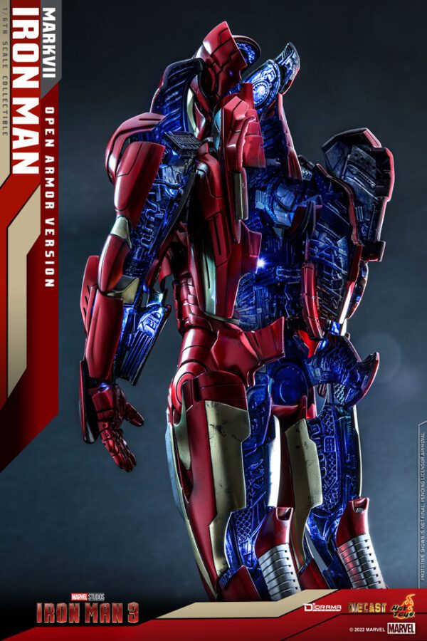 MARVEL HOT TOYS 12" AVENGERS IRON MAN MARK VII OPEN ARMOR VERSION 1/6 LED DIORAMA DS004D51 - Image 8