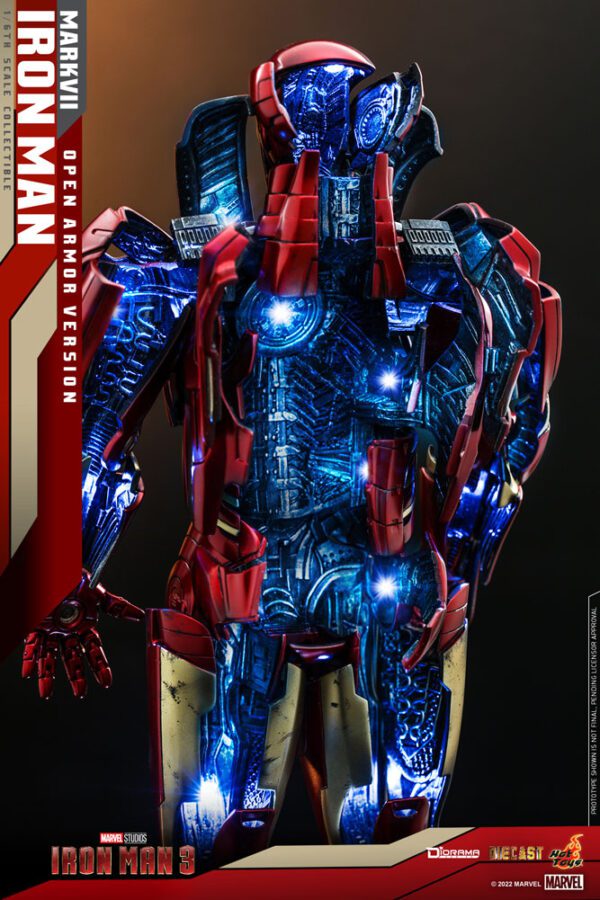 MARVEL HOT TOYS 12" AVENGERS IRON MAN MARK VII OPEN ARMOR VERSION 1/6 LED DIORAMA DS004D51 - Image 9