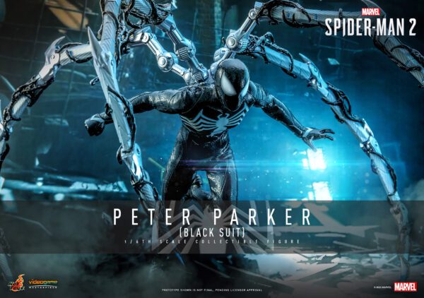 HOT TOYS 12" MARVEL GAMES SPIDER-MAN 2 PETER PARKER (BLACK SUIT) FIG 1/6 SCALE VGM56 - Image 5