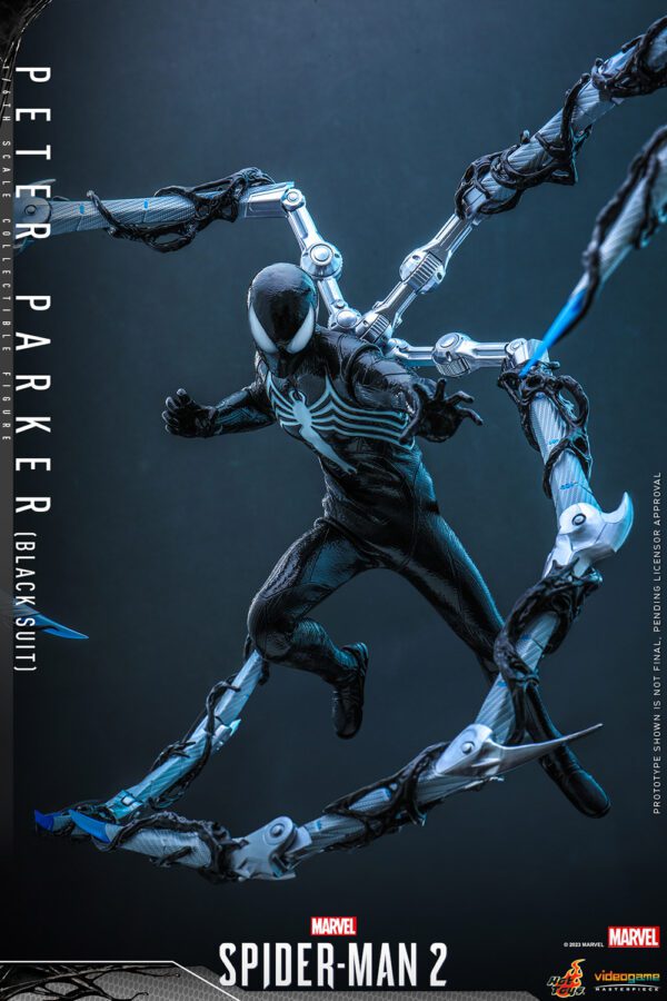 HOT TOYS 12" MARVEL GAMES SPIDER-MAN 2 PETER PARKER (BLACK SUIT) FIG 1/6 SCALE VGM56 - Image 9