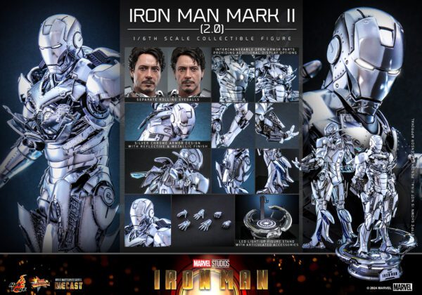 MARVEL HOT TOYS 12" IRON MAN MARK II (2) 2.0 1/6 DIECAST FIG MMS733D59 AVENGERS - Image 2