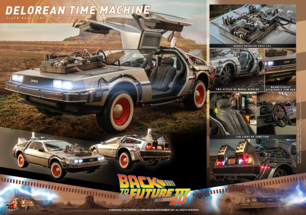 HOT TOYS 12" BACK TO THE FUTURE PART 3 DELOREAN TIME MACHINE 1/6 SCALE CAR BTTF 3 MMS738 - Image 2