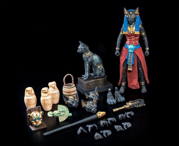 RETAILER EXCLUSIVE Figura Obscura Bastet, Gods of Ancient Egypt (Black & Red) Action Figure (Preorder)