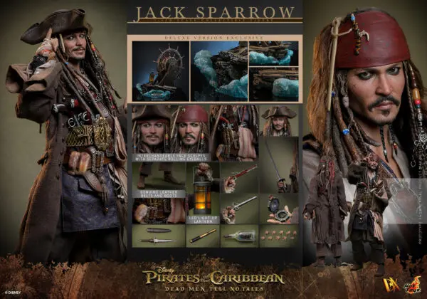 HOT TOYS 12″ DISNEY PIRATES OF THE CARIBBEAN DMTNT JACK SPARROW DELUXE SIXTH SCALE FIG DX38 - Image 17