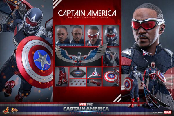 HOT TOYS 12″ MARVEL STUDIOS CAPTAIN AMERICA BRAVE NEW WORLD FALCON SAM WILSON SIXTH SCALE FIG MMS779 - Image 19