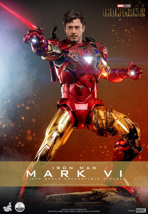 NEW HOT TOYS MARVEL STUDIOS 19" IRON MAN 2 IRON MAN MARK VI 1/4 SCALE SET QS025 - Image 11