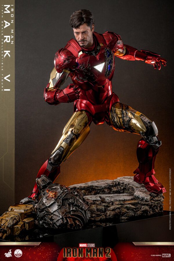 NEW HOT TOYS MARVEL STUDIOS 19" IRON MAN 2 IRON MAN MARK VI 1/4 SCALE SET QS025 - Image 6