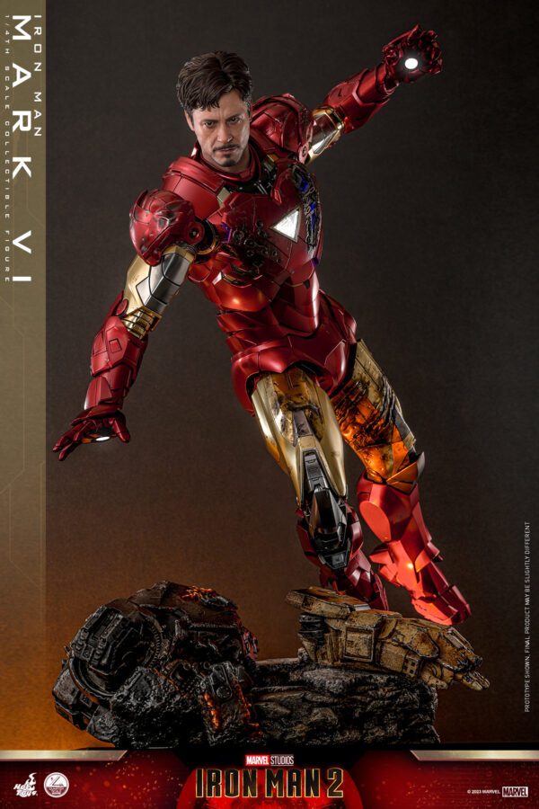 NEW HOT TOYS MARVEL STUDIOS 19" IRON MAN 2 IRON MAN MARK VI 1/4 SCALE SET QS025 - Image 7