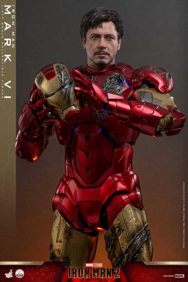 NEW HOT TOYS MARVEL STUDIOS 19" IRON MAN 2 IRON MAN MARK VI 1/4 SCALE SET QS025 - Image 8