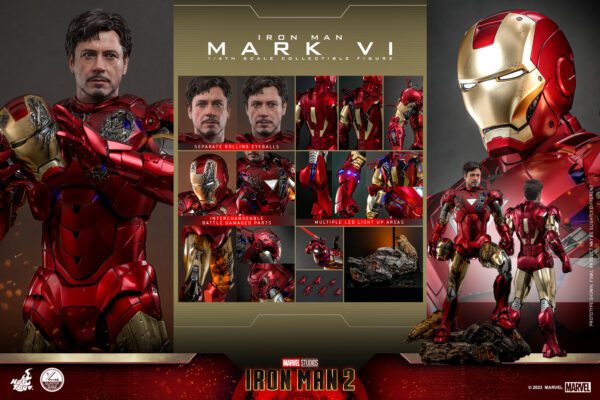 NEW HOT TOYS MARVEL STUDIOS 19" IRON MAN 2 IRON MAN MARK VI 1/4 SCALE SET QS025 - Image 2