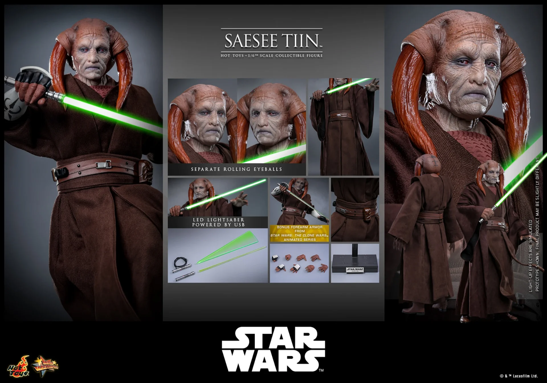 HOT TOYS 12" STAR WARS THE CLONE WARS ROTS SAESEE TIIN SIXTH SCALE FIGURE MMS820 - Image 13